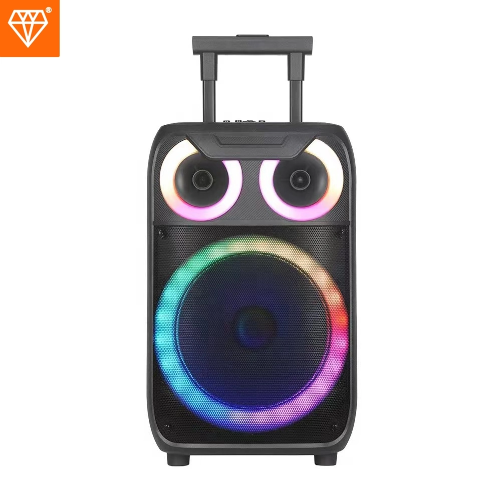 Trolley Plastic 12 Inch Woofer Wireless Speakers Outdoor Audio Box with Bluetooth USB/TF/FM