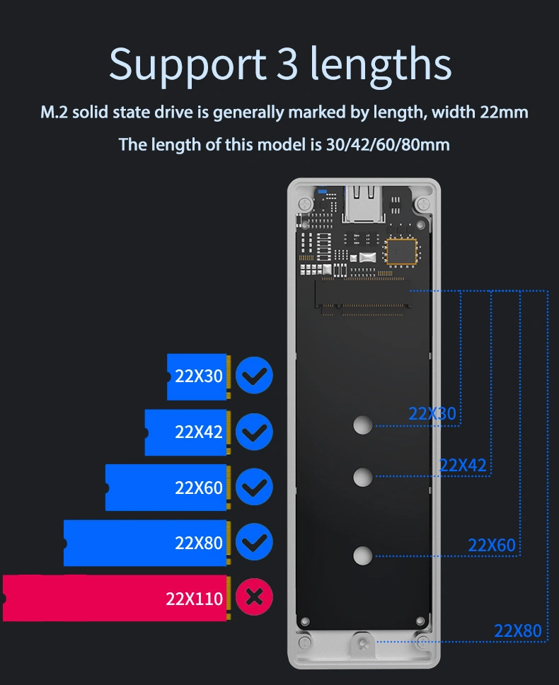 Super Speed 10gbps Support All M Key B Key M. 2 SSD Nvme Pcie SSD Enclosure